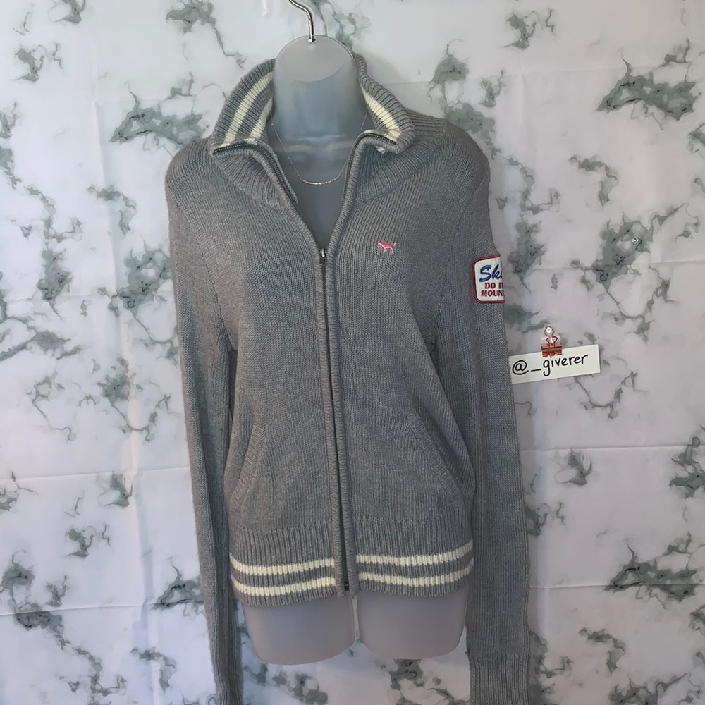 RARE M PINK LAMBSWOOL & RABBIT HAIR 86 VARSITY CARDIGAN ZIP UP SWEATER